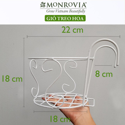 Combo 3 Giỏ treo chậu hoa ban công MONROVIA, giỏ sắt treo chậu hoa ban công, chậu treo ban công, kệ treo ban công, móc treo, khung thép, sơn tĩnh điện chính hãng thương hiệu MONROVIA - Màu Trắng