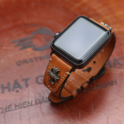 Dây da thay thế dành cho đồng hồ Apple Watch Da Bò Pullup Rivet chữ thập Khóa Thép 316L Dành Cho Series SE 7| 6 | 5 | 4 | 3 | 2 | 1 - Hàng chính hãng