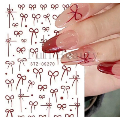 Miếng Dán Móng Tay Hình Nơ Trắng Đen Làm Nail Siêu Xinh, Sticker Nơ Trang Trí Móng Tay Chân 3D Dễ Thương, Nghệ Thuật Nữ Women