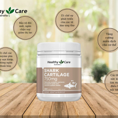 Sụn vi cá mập Úc Healthy Care Shark Cartilage 750mg tăng cường sức khỏe xương khớp, chức năng vận động - QuaTangMe Extaste
