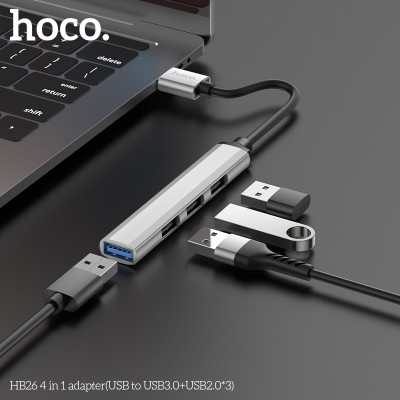 Bộ Hub Chuyển Đổi 4 Trong 1 Dành Cho Hoco Hb26 1 Usb 3.0 Và 3 Usb 2.0 Hàng Chính Hãng