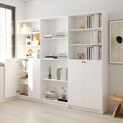 HAPPY FURNITURE , Kệ sách 4 cửa mở - CATY, KSA_080 , 240cm x 30cm x 202cm DxRxC