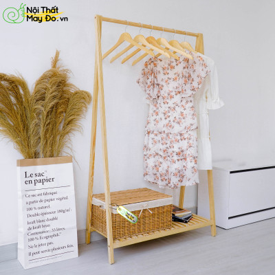 Giá Treo Quần Áo 1 Tầng - A Hanger 1F - Thiết Kế Khung Treo Hình Chữ A Đơn Giản - Size M - Dễ Lắp Ráp Và Di Chuyển - Màu gỗ