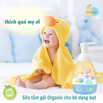 Sữa tắm gội Organic cho bé dạng bọt Lamoon - Bình 250ml