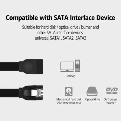 Ugreen UG30797US217TK 0.5M màu Đen Cáp truyền dữ liệu SATA 3.0 đầu gập 90 độ cao cấp - HÀNG CHÍNH HÃNG