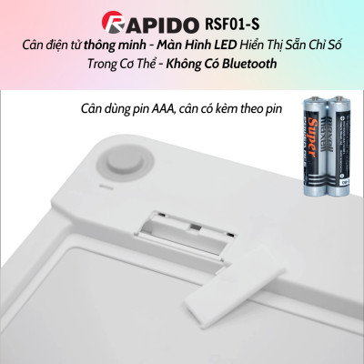 Cân sức khỏe và phân tích các chỉ số cơ thể Rapido RSF02-S (Trắng) Không bluetooth - Hàng chính hãng