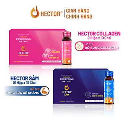 Bộ 2 hộp nước nấm Đông trùng hạ thảo Hector Sâm và Hector Collagen ( 20x50ml)