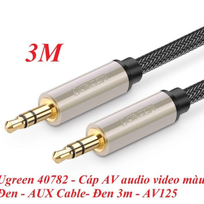 Ugreen UG40782AV125TK 3M màu Đen Cáp âm thanh 2 đầu 3.5mm dương đầu bọc kim loại cao cấp - HÀNG CHÍNH HÃNG