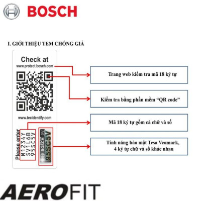 Thanh cần gạt nước mưa xe hơi xương mềm thương hiệu cao cấp Bosch - Kích thước từ 14 inch đến 26 inch - Hàng Nhập Khẩu