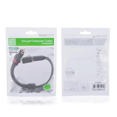 Ugreen UG10561AV102TK 0.25M màu Đen Cáp âm thanh 2 đầu Bông sen sang 3.5mm Âm - HÀNG CHÍNH HÃNG