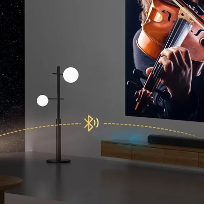 Máy chiếu android có điều khiển cử chỉ và giọng nói tiếng việt, Bluetooth, loa, kết nối màng hình điện thoại, Wifi kép 2 băng tần, cài sẵn ứng dụng tivi truyền hình cáp bóng đá và phim HD miễn phí vĩnh viễn - Hàng Nhập Khẩu