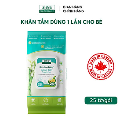 Khăn tắm dùng 1 lần hương hoa hồng dành cho bé Aleva Naturals (25 cái/gói)