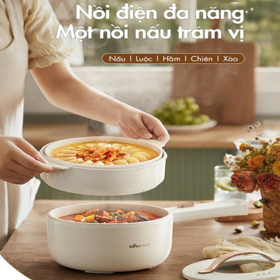 Nồi điện mini đa năng Bear 1.6L (kèm khay hấp) nồi lẩu điện mini, Anh Lam Store - Hàng chính hãng