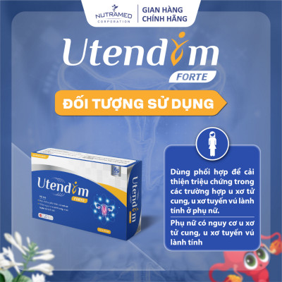  Viên uống Utendim Forte hỗ trợ u xơ tử cung, u xơ tuyến vú, rối loạn kinh nguyệt (30viên) - Nutramed