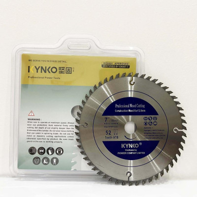 LƯỠI CƯA GỖ TCT CẮT ĐƯỢC ĐINH 52 RĂNG đường kính phi Ø 180mm KYNKO WYZ180052P