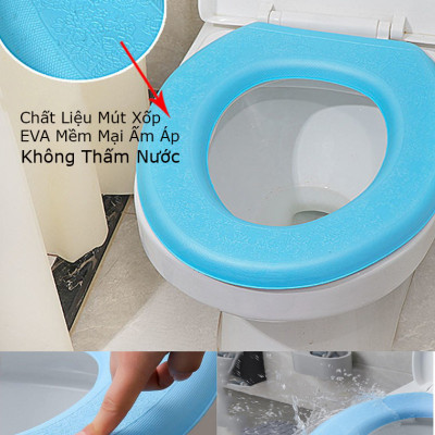 Miếng Lót, Đệm Lót Bồn Cầu Giữ Ấm Mùa Đông KUNBE, Chống Thấm Nước Chất Liệu Mút Xốp EVA Mềm Mại Ấm Áp - Giao Màu Ngẫu Nhiên