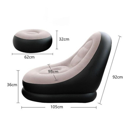 Ghế Hơi Tựa Lưng Bọc Nhung Mềm Mịn Êm Ái - Đệm Hơi Lót Chân Cao Cấp - Ghế Sofa Hơi