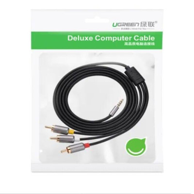 Ugreen UG20894AV138TK 1.5M màu Đen Cáp âm thanh 3 đầu Bông sen sang 3.5mm Dương - HÀNG CHÍNH HÃNG