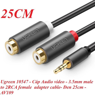Ugreen UG10547AV109TK 25CM màu Đen Cáp âm thanh 2 đầu Bông sen âm sang 3.5mm dương - HÀNG CHÍNH HÃNG