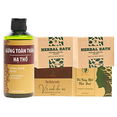 Bộ thảo mộc xông hơi đầy đủ Wonmom ( Xông mặt - toàn thân - cửa mình - gừng hạ thổ toàn thân )