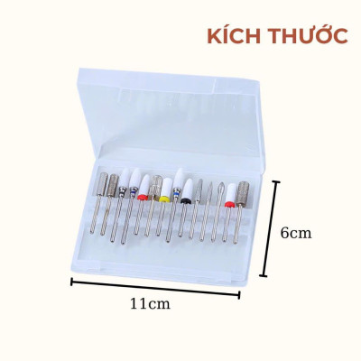 Hộp Đựng 14 Đầu Mài Nhựa Trong Plastic Tiện Lợi Bảo Vệ Đầu Mài Làm Nail Khỏi Bụi Bẩn, Chống Va Đập, Có Nắp Đậy Giúp Đầu Mài Luôn Sạch Sẽ, Dễ Vệ Sinh