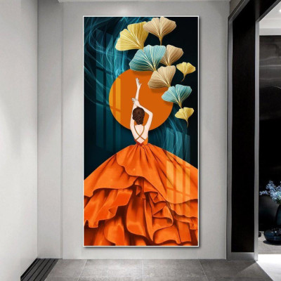 Tranh treo tường tráng gương cô gái nghệ thuật decor trang trí phòng ngủ, phòng khách, cầu thang cao cấp khổ lớn 30x60