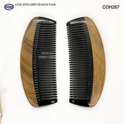 Lược sừng trâu ghép gỗ bách xanh thơm hình múi bưới (Size: S-12cm) COH267 - Có thể bỏ túi mang theo người - Chống tích điện - Ghép Răng Tăng Độ Bền Khi Chải Tóc - Chải tóc làm dịu tâm trí, đỡ căng thẳng - Giúp Tóc Suôn & Mềm Không Làm Rụng
