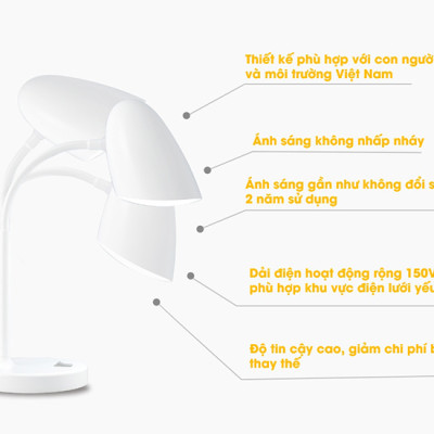 Đèn Bàn Học Đọc Sách Bảo Vệ Thị Lực RD – RL - 38.LED (Màu giao ngẫu nhiên) - Tặng kèm bút viết