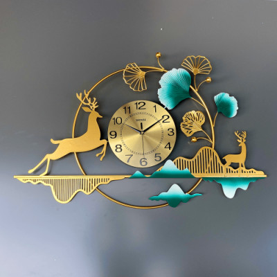 Đồng Hồ Treo Tường Trang Trí Decor  DH11 kim trôi quartz hoa mai vàng nội thất cỡ lớn