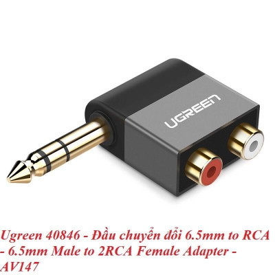 Ugreen UG40846AV147TK Màu Đen Đầu chuyển âm thanh 6.35mm dương sang 2 đầu Bông sen âm - HÀNG CHÍNH HÃNG