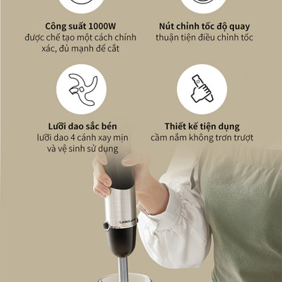 Máy xay cầm tay LocknLock - Hand Blender EJM559BLK (1000W) - Màu đen - Hàng chính hãng