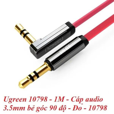 Ugreen UG10798AV119TK 1M Đỏ Cáp âm thanh 2 đầu 3.5mm dương chữ L dây dẹt - HÀNG CHÍNH HÃNG