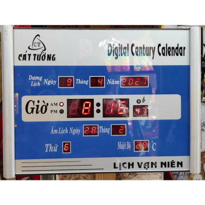 Đồng Hồ LED Treo Tường Kèm Lịch Vạn Niên Cát Tường – Loại Cao Cấp, Siêu Bền, Size Lớn 40x30cm