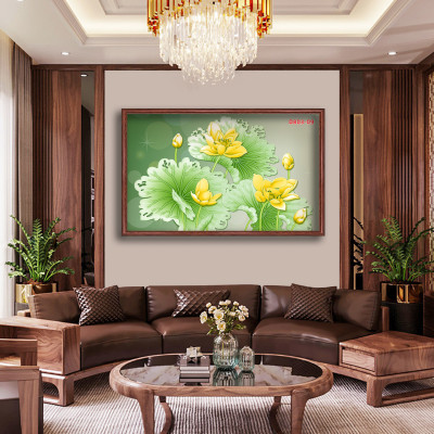 D803 01 Tranh kính Hoa sen Cá chép ( được chọn mẫu)