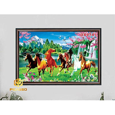 Tranh kính Bát mã tung hoành D602 43 (Được chọn mẫu)