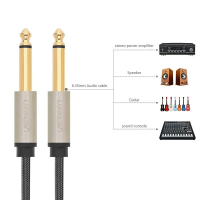 Ugreen UG40809AV128TK 1M màu Đen Cáp âm thanh 2 đầu 6.5mm dương cao cấp - HÀNG CHÍNH HÃNG