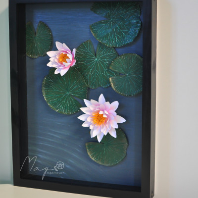 Tranh Hoa Giấy Handmade Trang Trí - Khẽ Chạm MAYPAPERFLOWER Khung Gỗ Size 30x40cm