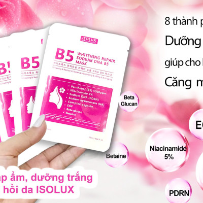 Mặt nạ ISOLUX Whitening repair sodium DNA B5 mask Hàn Quốc 25ml hạn 2027 dưỡng sáng phục hồi cấp ẩm căng bóng