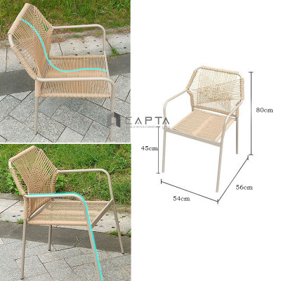 Ghế café sân vườn ngoài trời đan dây CC2031-T Nội thất Capta Ghế thư giãn ban công khung sắt có tay tựa