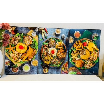 Tranh treo tường tráng gương mẹt gà,gà lên mâm trang trí quán ăn,nhà hàng(kèm đinh 3 chân)