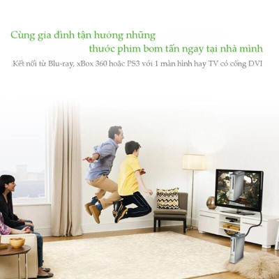 Ugreen UG50349HD133TK 3M màu Đen Cáp chuyển đổi HDMI sang DVI 24 + 1 thuần đồng - HÀNG CHÍNH HÃNG