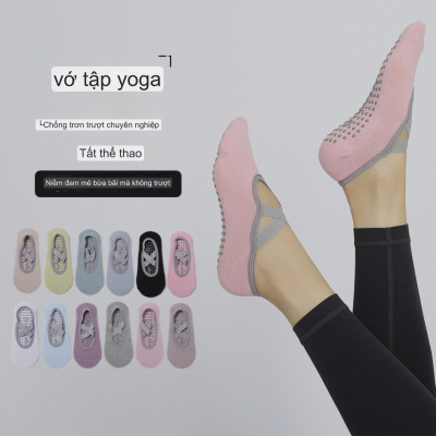 Tất tập yoga ,Vớ Chân Yoga, pilates barreQuai Chéo thấm mồ hôi gắn hạt silicon chống trơn trượt quai chéo kín ngón