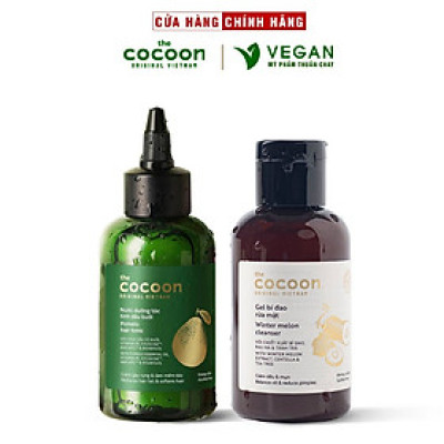 Combo Toner bí đao cân bằng da cocoon 140ml + Nước dưỡng tóc tinh dầu bưởi Pomelo Cocoon 140ml