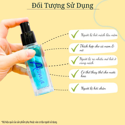COMBO 3 Lọ Xịt Khử Mùi Toàn Thân AROMA 50ml, Giúp Ngăn Tiết Mồ Hôi, Khử Mùi Hôi Nách, Không Ố Vàng