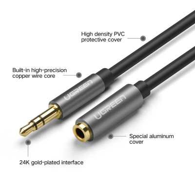 Ugreen UG10595AV118TK 3M màu Đen Cáp âm thanh 3.5mm nối dài - HÀNG CHÍNH HÃNG