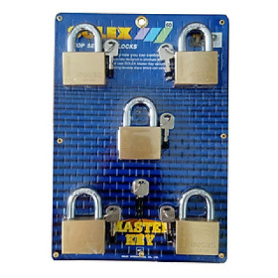 Bộ 5 ổ khóa Solex R60 thân đồng 60mm 4 chìa chủ Master key - MSOFT