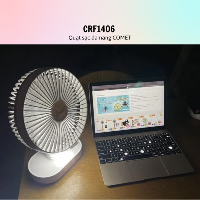 Quạt Sạc Tích Điện Comet Cho Xe Hơi, Văn Phòng CRF1406 - Hàng Chính Hãng - Bảo Hành 12 Tháng