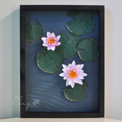 Tranh Hoa Giấy Handmade Trang Trí - Khẽ Chạm MAYPAPERFLOWER Khung Gỗ Size 30x40cm