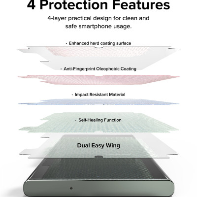 Dán màn hình dành cho Samsung Galaxy S23 Ultra Ringke Dual Easy Film Wing (Hộp 2 miếng) - Hàng Chính Hãng