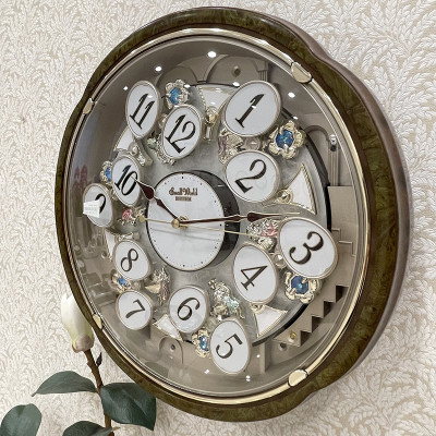 Đồng hồ treo tường RHYTHM 4MH828WD23 - Nâu , Kích thước 38.5 x 38.5 x 11.5cm (Magic Motion Clocks)